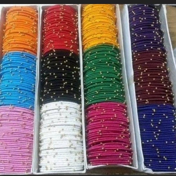 24 joncs en fil de soie - beaux joncs en soie - joncs faits main - joncs traditionnels - joncs indiens - joncs femmes - joncs filles