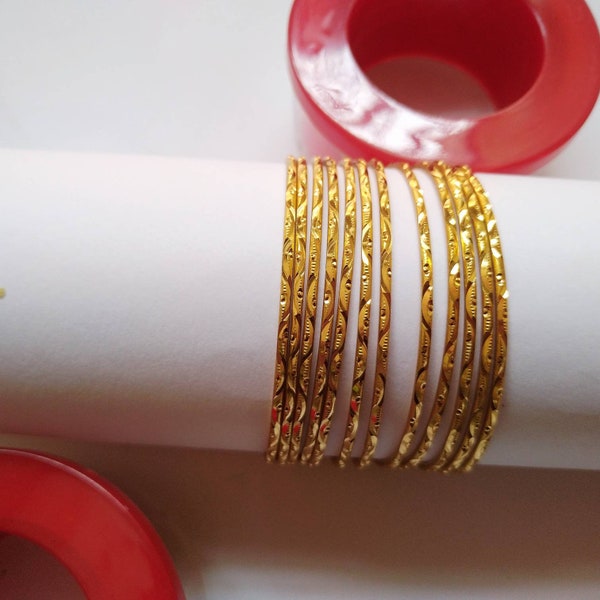 12 Brass bangles - women bangles - thin bangles - good quality bangles - desginer bangles