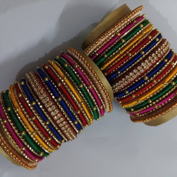 Multi Silk thread bridal bangles - handmade bangles - bridal bangles - women bangles - traditional bangles -