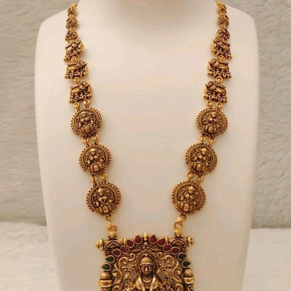 Temple Jewellry - Lakshmi Pendant Chain jwellery set - Indian Tradional Jewelry Set - Bridal Set - gift for her