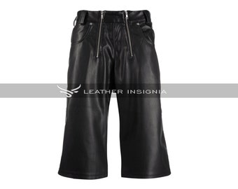 Genuine Leather New fashion Long Shorts,Men Cargo Shorts|Handmade Leather Casual Wear Shorts, Men's Custom Size Shorts