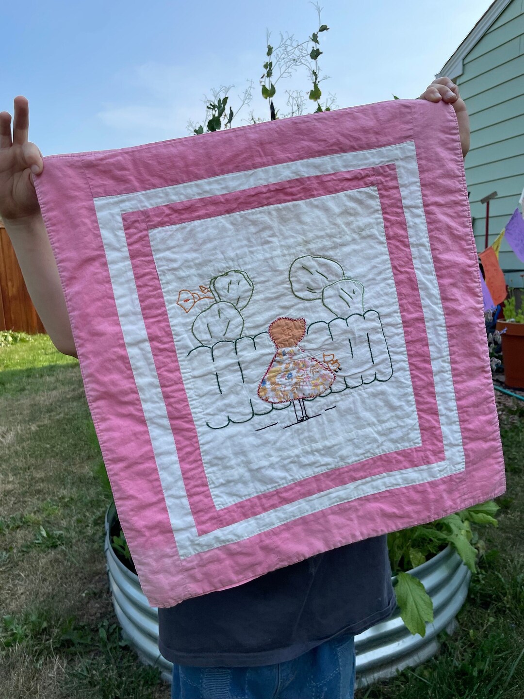 Vintage Doll Quilt Dutch Girl Hand Stitched Crib Baby Blanket Lovey Etsy