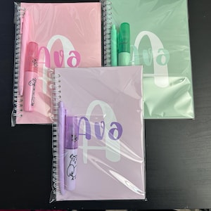 Personalized Kids' A5 Spiral Notebook Pen + Highlighter Set | Teachers' Notebook Gift Set | Party Favors | Valentine’s Classroom Gift