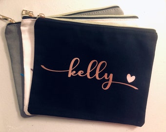 Personalized Cosmetic Make Up Bag | Bridesmaid Gift | Bridal Party Gift Make Up Bag
