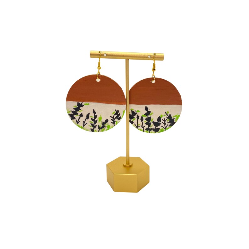 hand painted earrings Wooden