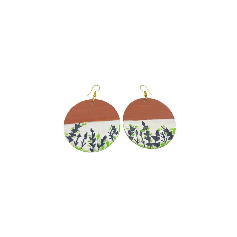 hand painted earrings Wooden