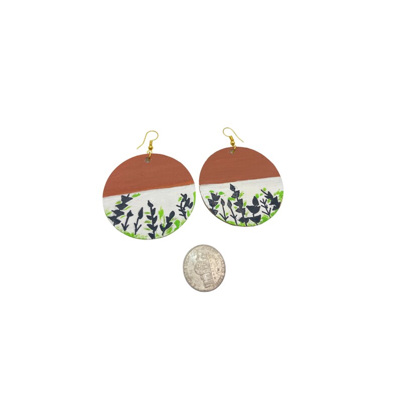 hand painted earrings Wooden