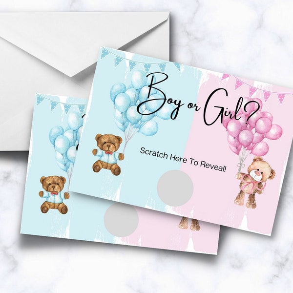 Boy Chevron Gender Reveal Scratch Off Cards - Set Of 22 For Baby Shower Game & Party - View #8
