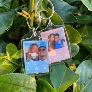 Custom Song Keychain, Photo Keychain Plaque, Personalized Gift, Custom Gift for Birthday, Anniversary, Valentines, pompom keychain available image 1