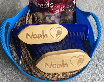 Personalised Horse Grooming Hamper Brush Set, Pony Gift, Equestrian Gift, Pony Mad Gift, Personalised Horse Gifts, Kids Pony Gift,