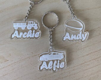 Unique Personalised Acrylic Keyring, Names, Ages, Pets or Hobbies