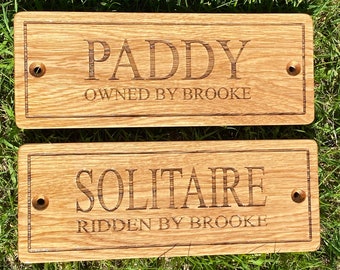 Personalised Stable Door Plaque, Solid Oak, Choice of Font, Stable Door Sign, Custom Horse Name Plate, Equestrian Plaque, Pony Name Plaque