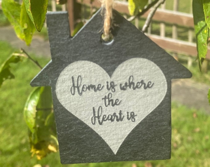 Home Is Where The Heart Is Sign, Wall Decor, New Home Gift, Housewarming Gift, Moving In Gift, Friend Gift, Home Decor, Slate Home Sign