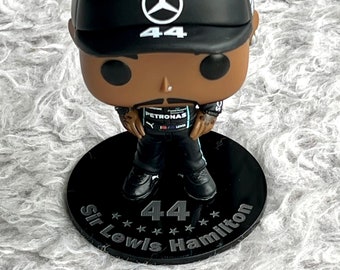 F1 Funko Pop Stand Personalised, Custom Formula 1 Driver Funko Pop Stand, Lewis Hamilton, Max Verstappen, Lando Norris, George Russell