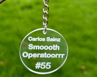 Carlos Sainz Keyring, Carlos Sainz Engraved Keychain, Gift for Formula One Fan, F1 Fan Gift, F1 Gifts for Girls, F1 Gifts for him, F1 Merch