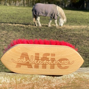 Gift For Equestrians Blue Personalised Horse & Pony Grooming Dandy Brush 