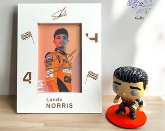 Lando Norris Engraved Photo Frame, Formula One Fan Gift, Engraved Wooden Photo Frame, Photo Frame for Motorsports Fan, F1 Themed Gift