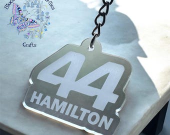 Lewis Hamilton Keyring, Hamilton 44 Keychain, LH44, Gift For Formula One Fan, F1 Gifts for Girls, F1 Gifts for him, Ferrari Fan, F1 Racing