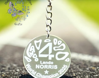 Lando Norris F1 World Champion Keyring: Laser Engraved Acrylic McLaren Fan Gift
