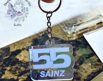 Carlos Sainz Keyring, Sainz 55 Keychain, Formula One Fan, F1 Gifts for Girls, F1 Gifts for him, Formula 1 Fan, Williams F1 Racing Merch