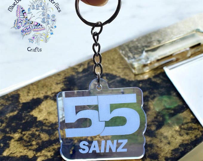 Carlos Sainz Keyring, Sainz 55 Keychain, Formula One Fan, F1 Gifts for Girls, F1 Gifts for him, Formula 1 Fan, Williams F1 Racing Merch
