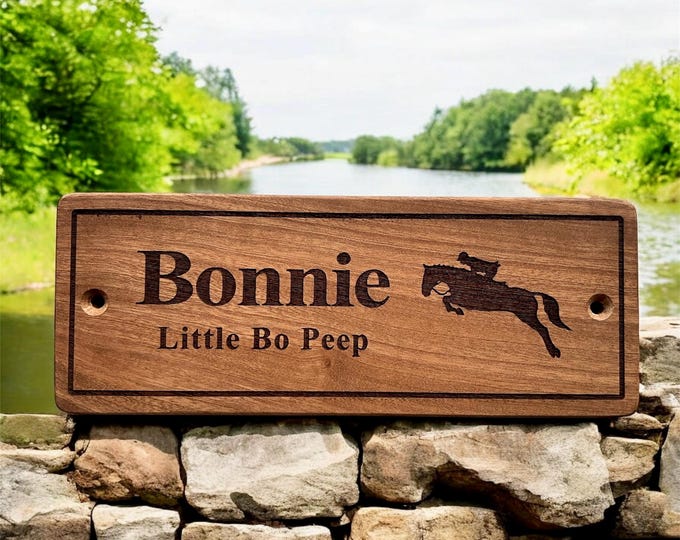 Personalised Stable Door Sign Sapele Wood, Choice of Design, Stable Plaque, Horse Name Plate, Equestrian Plaque, Horse Stall Sign, Door Sign