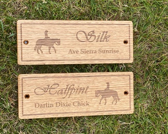 Stable Door Sign, Solid Oak, Horse Stall Sign, Horse Stall Name Plate, Stable Name Plate, Equestrian Gift, Horse Gift, Western Quarter Horse