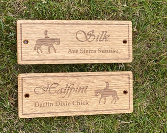 Stable Door Sign, Solid Oak, Horse Stall Sign, Horse Stall Name Plate, Stable Name Plate, Equestrian Gift, Horse Gift, Western Quarter Horse