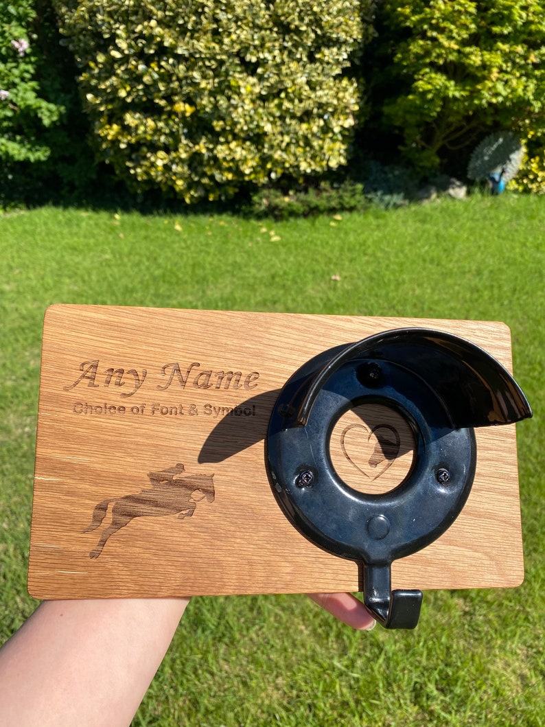 Personalised Bridle Hook Solid Oak, Choice of Design, Bridle Holder, Bridle Rack, Custom Horse Tack, Equestrian Gift, Horse Gift, Pony Gift image 10