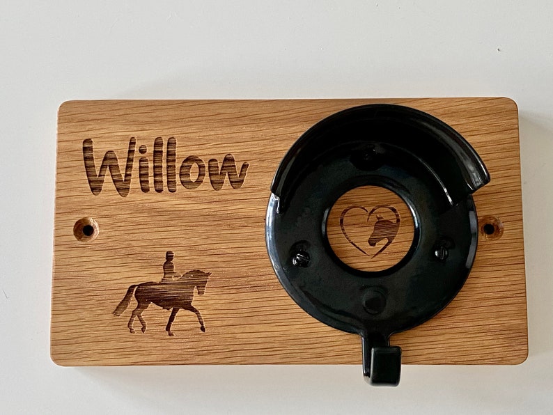 Personalised Bridle Hook Solid Oak, Choice of Design, Bridle Holder, Bridle Rack, Custom Horse Tack, Equestrian Gift, Horse Gift, Pony Gift image 4