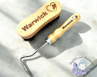 Personalised Horse Grooming Brush & Hoof Pick Set: Equestrian Gift