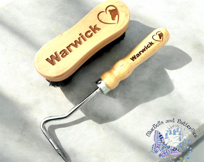 Personalised Horse Brush, Face Brush & Hoof Pick Set, Horse Gift, Pony Gift, Equestrian Gift, Custom Horse Gift, Grooming Kit, Horse Riding