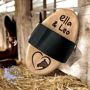 Engraved Name Horse Brush Set In Grass Tree Wood, Customized Pony Grooming Comb Brush With Custom Image + Name, Gift For Horse Owner/rider - UK