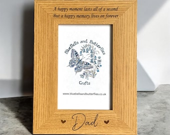 Dad Memorial Photo Frame, Loved One Memorial Keepsake Gift, Engraved Wooden Personalised Photo Frame, Special Keepsake in Memory of Dad