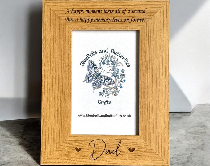Dad Memorial Photo Frame, Loved One Memorial Keepsake Gift, Engraved Wooden Personalised Photo Frame, Special Keepsake in Memory of Dad