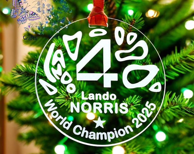 Lando Norris F1 World Champion Christmas Bauble, Engraved Acrylic Decoration
