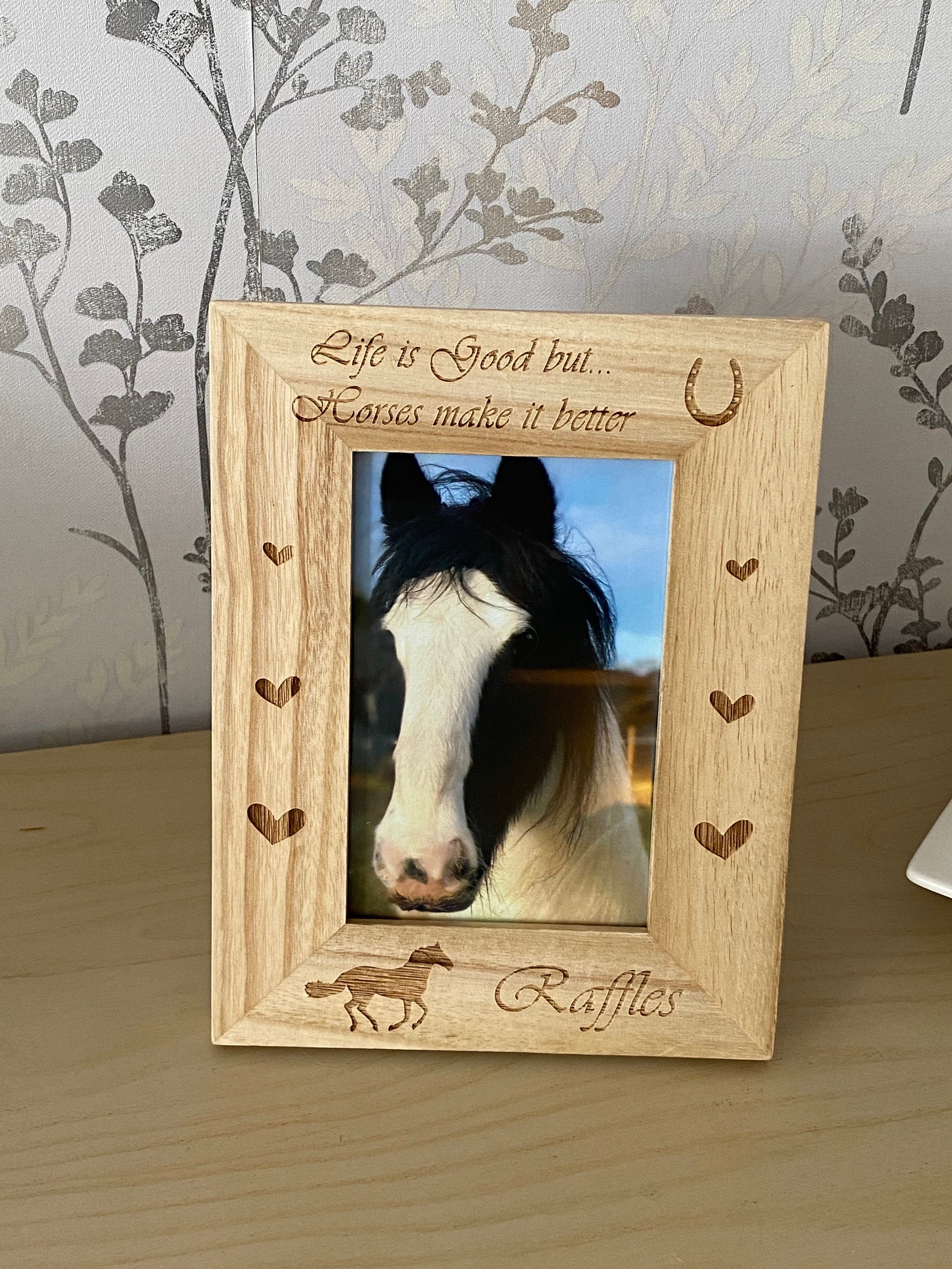 Personalised Pet Frame, Horse Wooden Photo Frame, Horse Gift, Horse