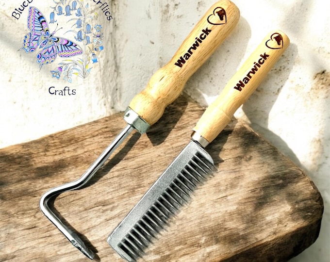 Personalised Horse Mane & Tail Comb and Hoof Pick Set, Horse Gift, Equestrian Gift, Custom Horse Gift, Grooming Kit, Mane Comb, Hoof Pick