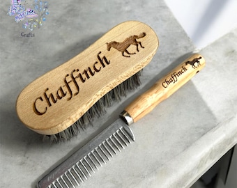 Personalised Horse Mane Comb & Face Brush Set, Horse Gift, Pony Gift, Equestrian Gift, Tail Comb, Custom Horse Gift, Grooming Kit
