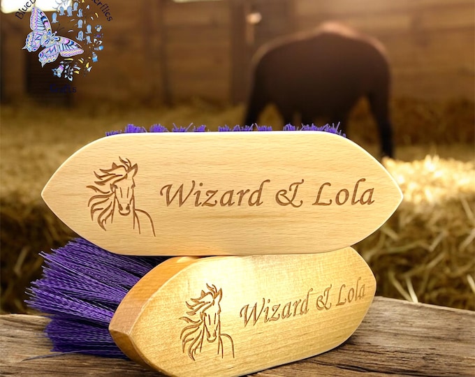Personalised Horse Brush Set, Dandy and Dusting Brush, Horse Gift, Pony Gift, Equestrian Gift, Custom Horse Brush, Horse Tack, Grooming Kit