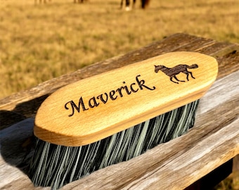 Personalised Horse Flick Brush: Engraved Equestrian Gift