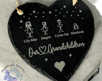 Personalised Slate Sign For Grandparents, Heart Slate Sign, Gift for Nanny, Custom Slate, Mothers Day Gift for Granny, Grandparents Gift