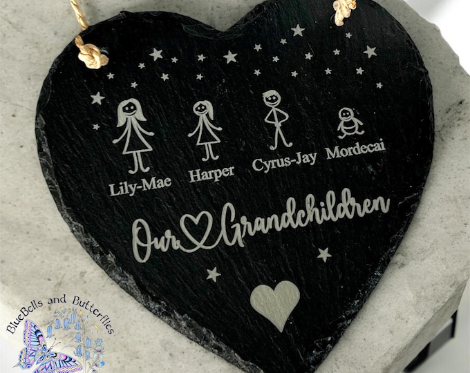Personalised Slate Sign For Grandparents, Heart Slate Sign, Gift for Nanny, Custom Slate, Mothers Day Gift for Granny, Grandparents Gift