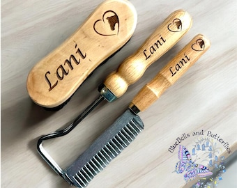 Horse Grooming Kit, Personalised Horse Gift, Horse Brush, Pony Gift, Equestrian Gift, Tail Comb, Custom Horse Gift For Owners, Grooming Set