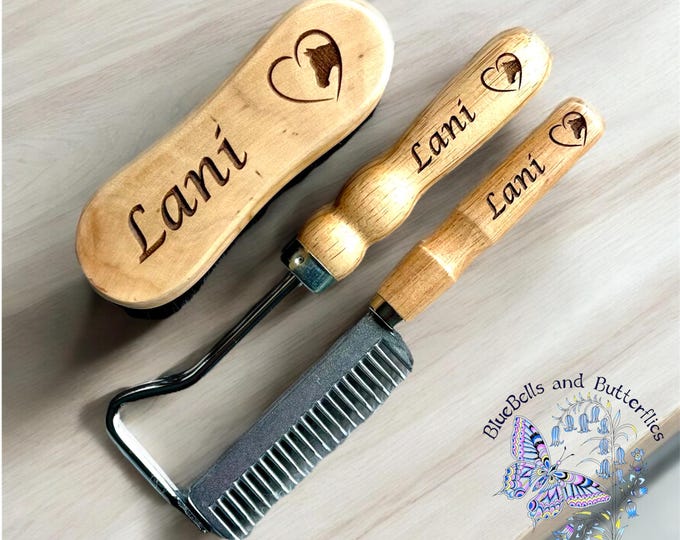 Horse Grooming Kit, Personalised Horse Gift, Horse Brush, Pony Gift, Equestrian Gift, Tail Comb, Custom Horse Gift For Owners, Grooming Set