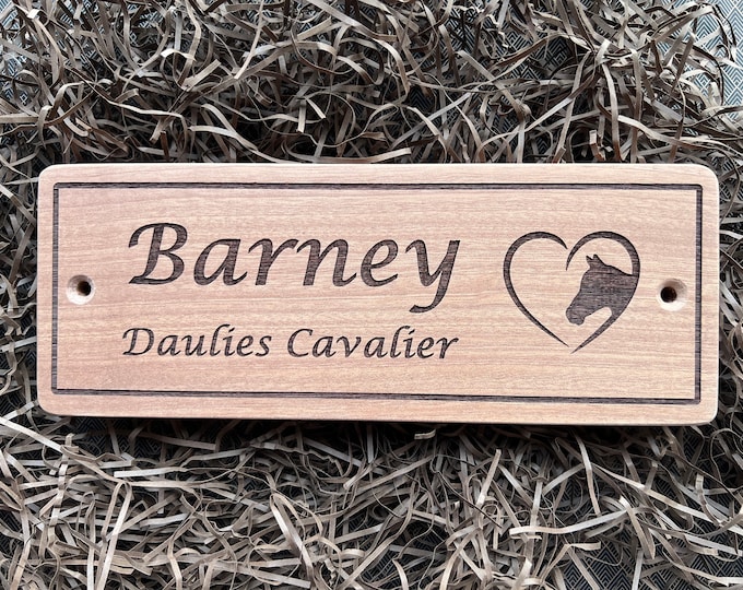 Personalised Stable Door Sign Sapele Wood, Choice of Design, Stable Plaque, Horse Name Plate, Equestrian Plaque, Horse Stall Sign, Door Sign