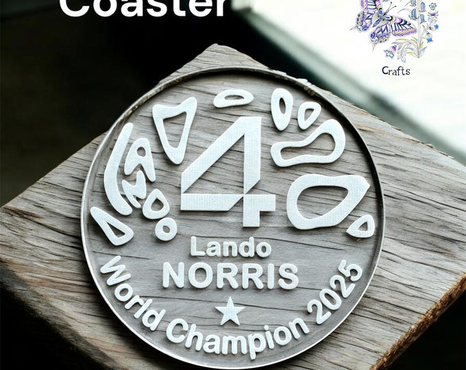 Lando Norris F1 World Champion Drinks Coaster, Engraved Acrylic Decoration