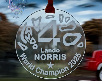 Lando Norris F1 World Champion Decoration, Engraved Acrylic Bauble