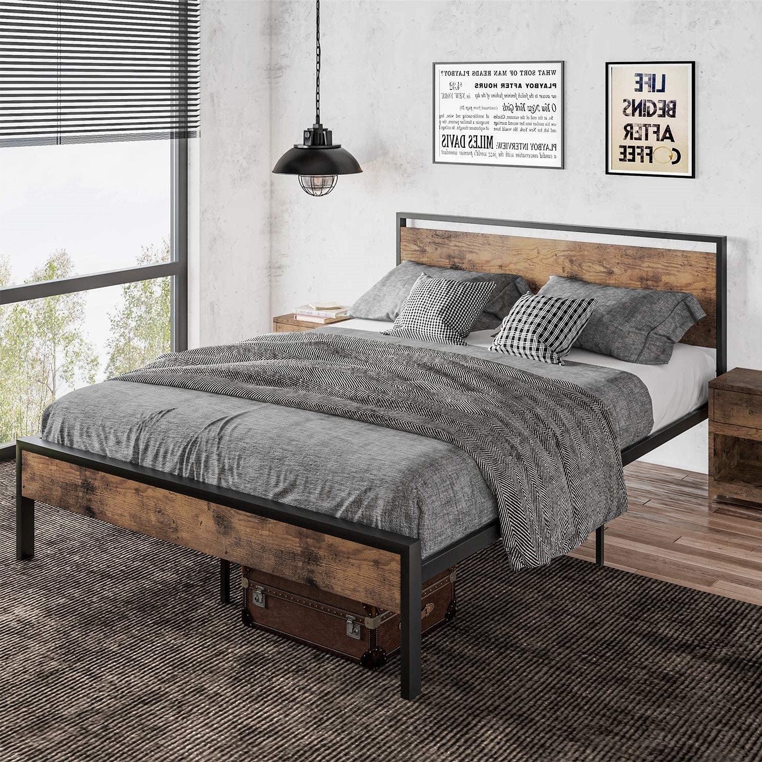 Premium Vintage Rustic Full Bed Frame with headboard Metal Bed Etsy