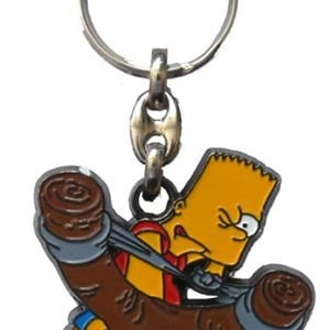 The Simpsons Bart Simpson Catapult Enamelled Licensed Keychain-keyring ...